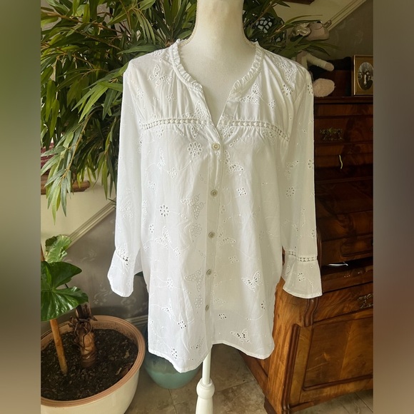 Alfred Dunner ladies, 100% cotton large crochet blouse NWOT - Picture 6 of 11